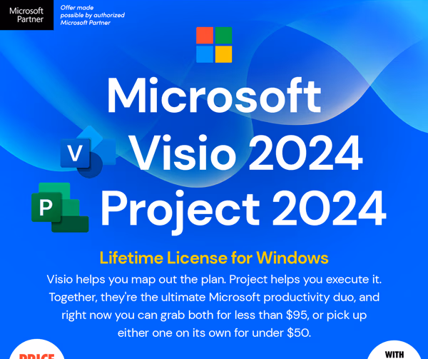 Microsoft Visio or Project 2024 Professional: Lifetime License for Windows