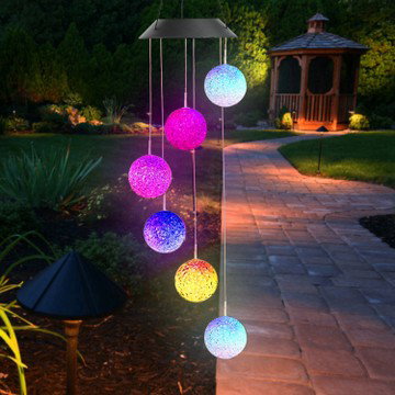 Colorful Solar Powered LED Ball Wind Chimes Decorative Lamps