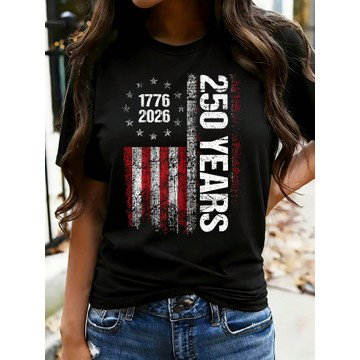 Women’s Plus Size American Flag Shirt – USA 250th Anniversary 4th of July Tee