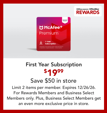 $19.99 mcafee 1year subscription