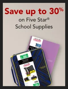 save up to 30%  on five star school supplies