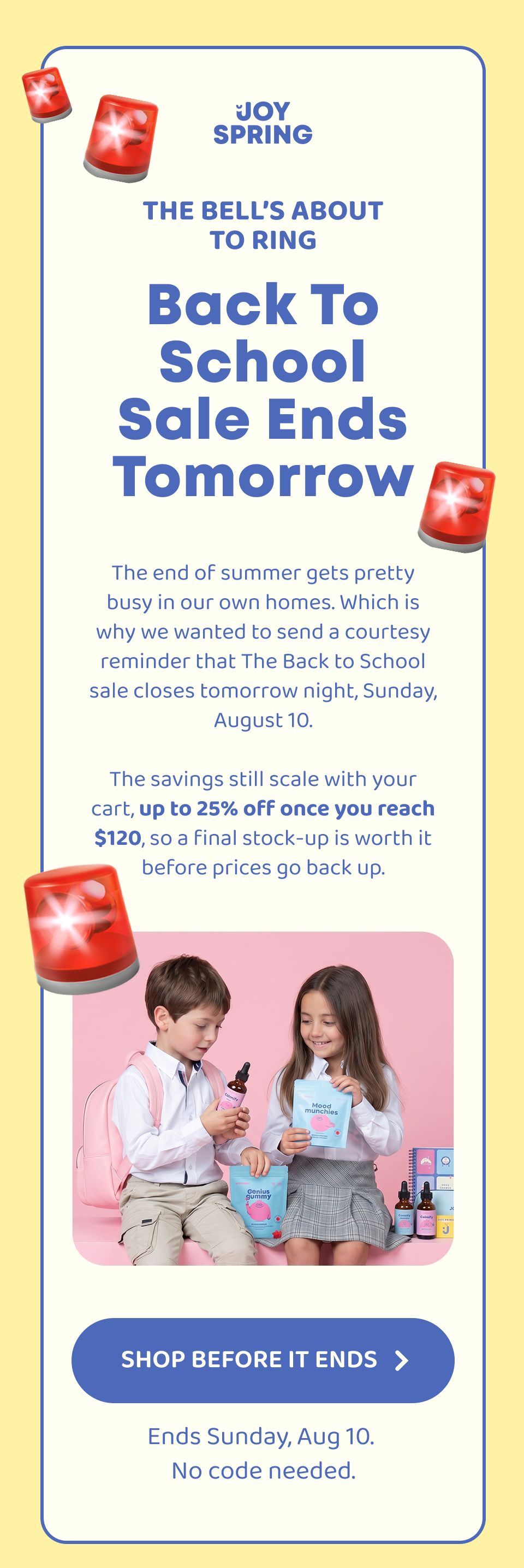 Back To School Sale Ends Tomorrow