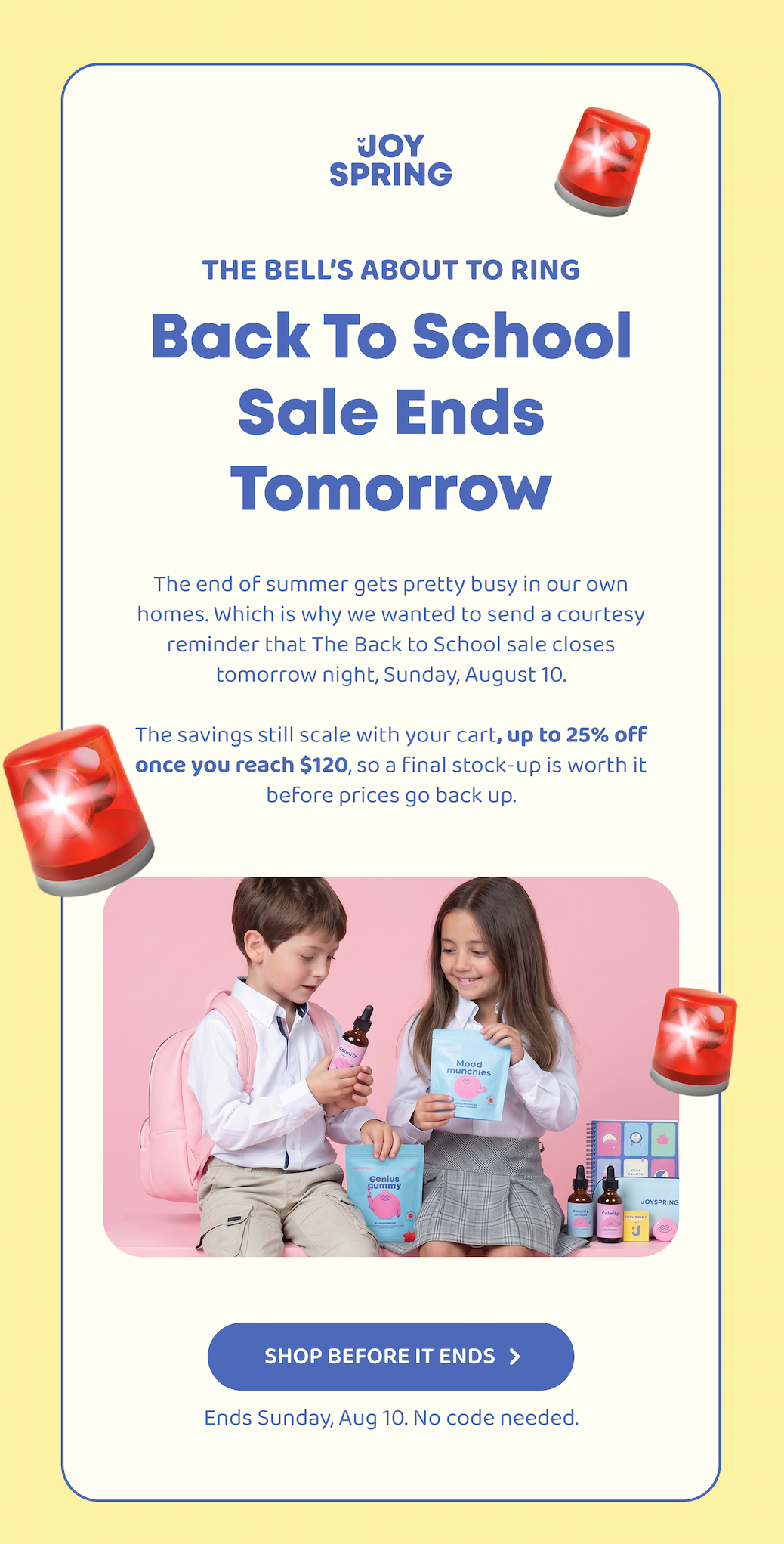 Back To School Sale Ends Tomorrow