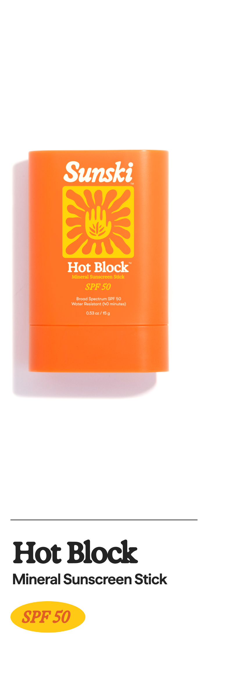 Hot Block - Mineral Sunscreen Stick - SPF 50