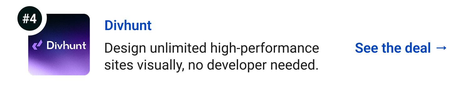Divhunt - Design unlimited high-performance sites visually, no developer needed. See the deal →