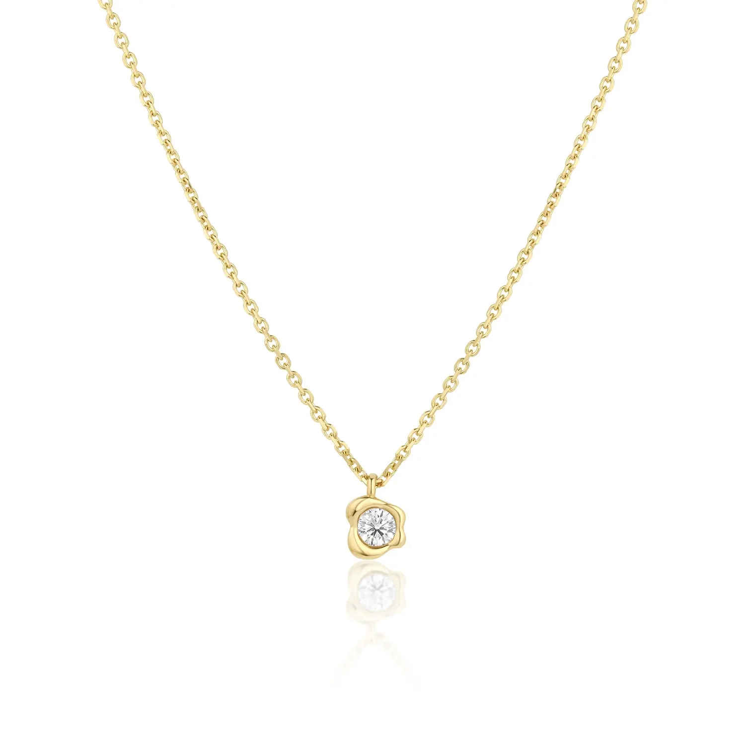 Image of White Diamond Abstract Bezel Necklace
