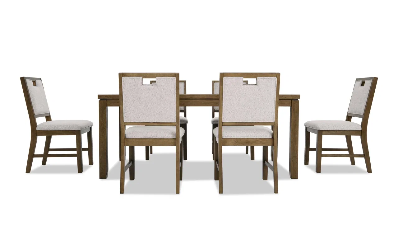 Brookline 7 Piece Brown & White Upholstered Dining Set
