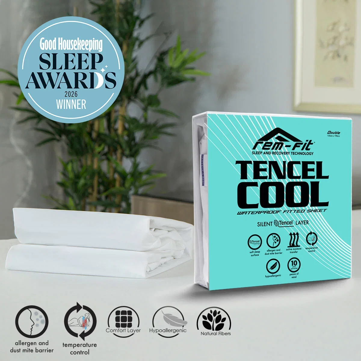 REM-Fit Tencel Cool Mattress Protector, Good Housekeeping Sleep Awards 2026 Winner