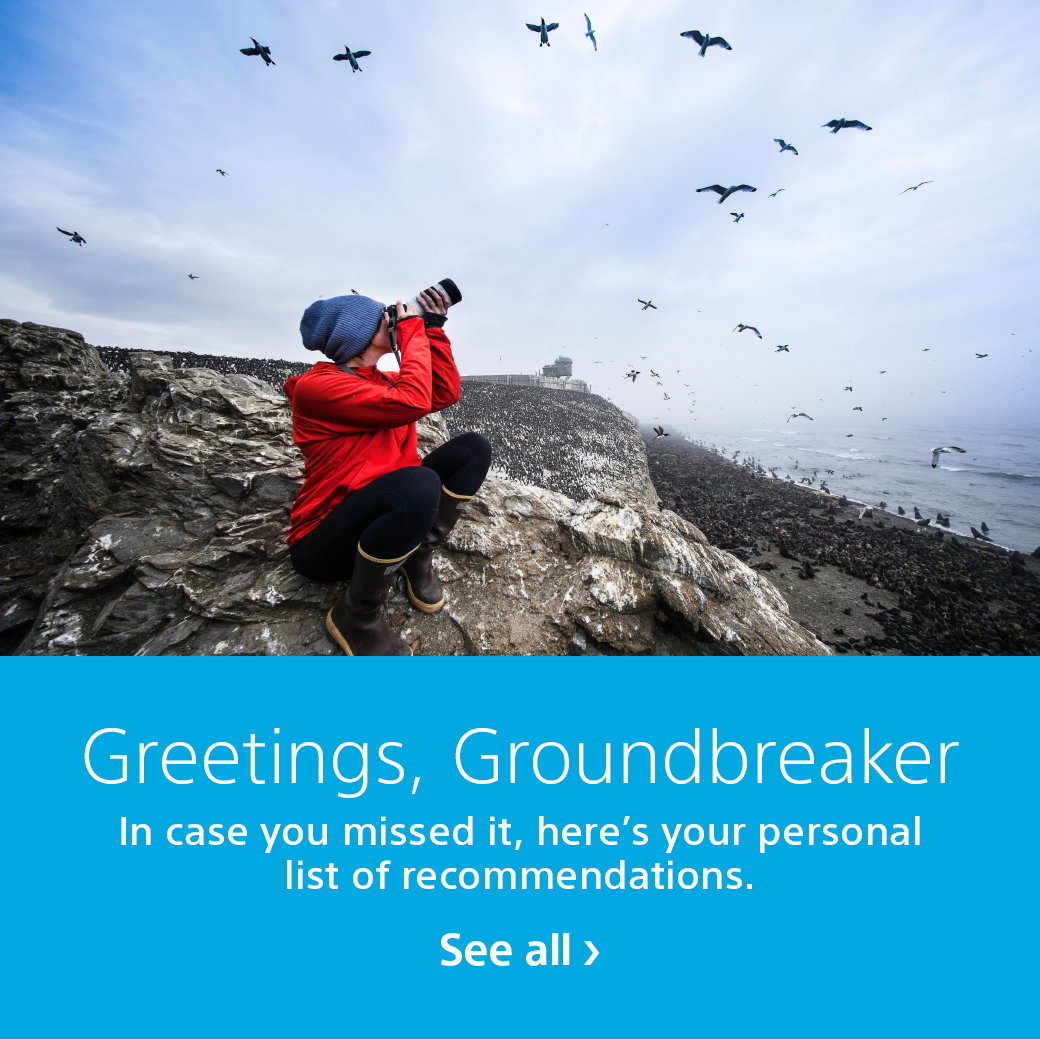 Greetings, Groundbreaker | In case you missed it, here's your personal list of recommendations. | Seel all