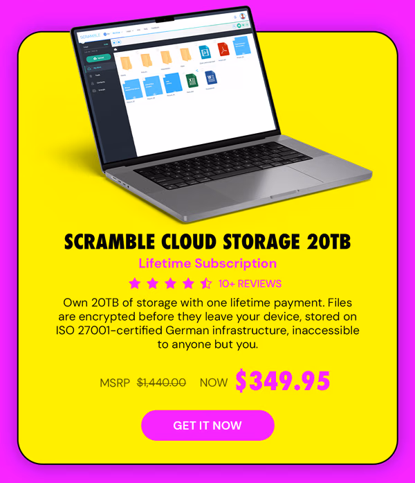 Scramble Cloud Storage Lifetime Subscription (20TB)