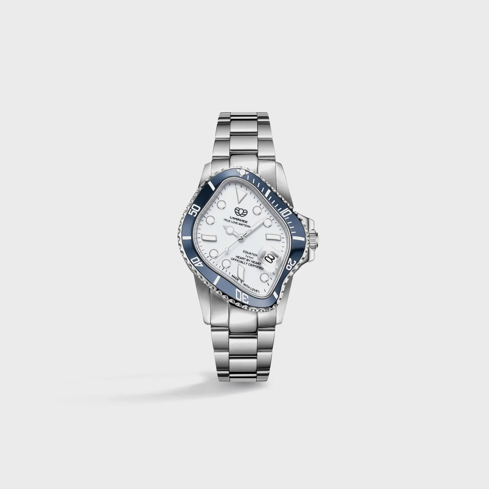 Image of LAARVEE Silver Precision Steel - Navy Blue Ceramic Bezel / White Dial