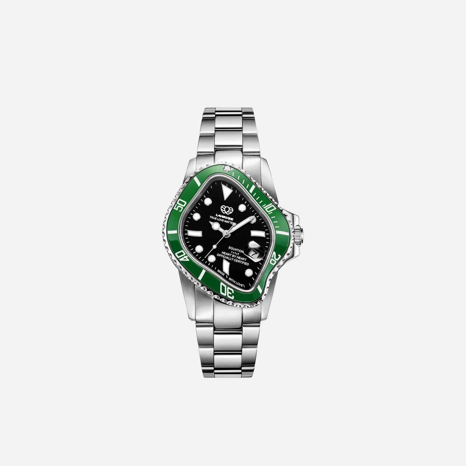 Image of LAARVEE Silver Precision Steel - Green Bezel / Black Dial