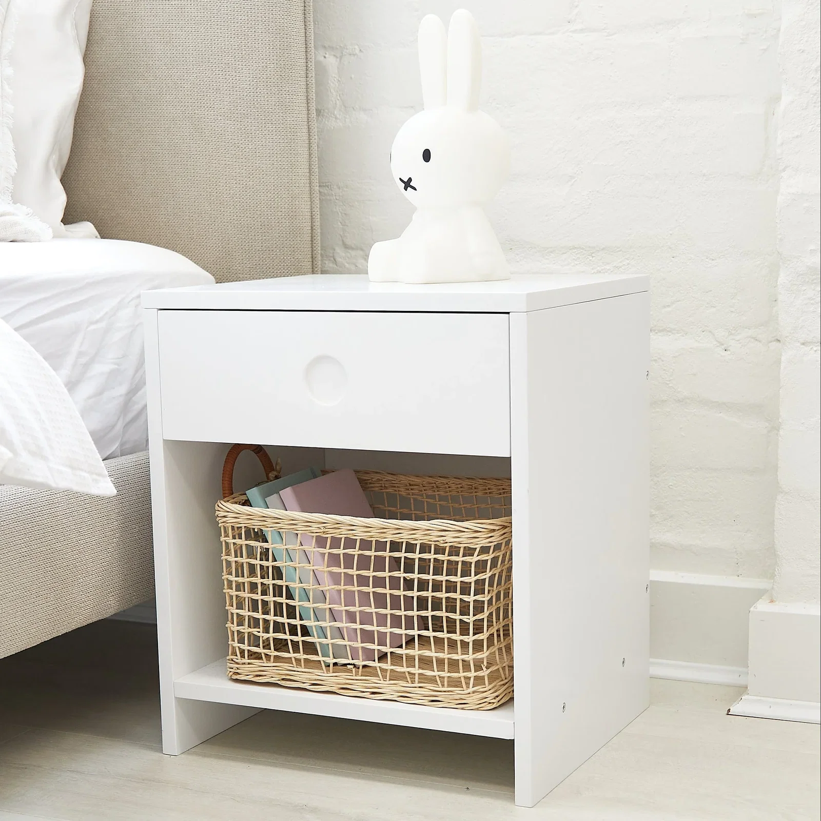 Image of Layla Bedside Table with detailed Drawer