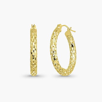 Pierced Tube Hoop Earrings in 14K Yellow Gold