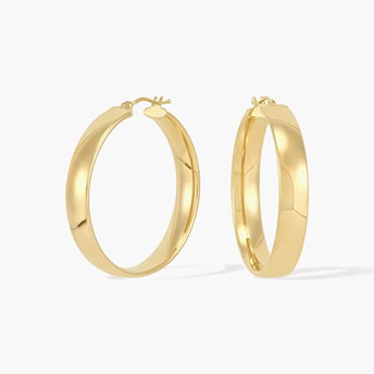 Polished Tube Hoop Earrings in 14K Yellow Gold