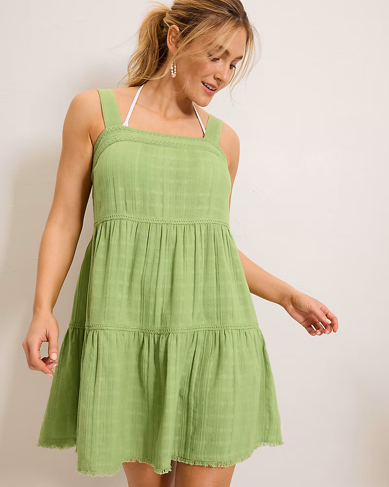 Image of Mykonos Gauze Tiered Coverup Dress