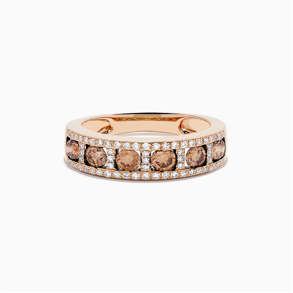 14K Rose Gold Brown and White Diamond Band