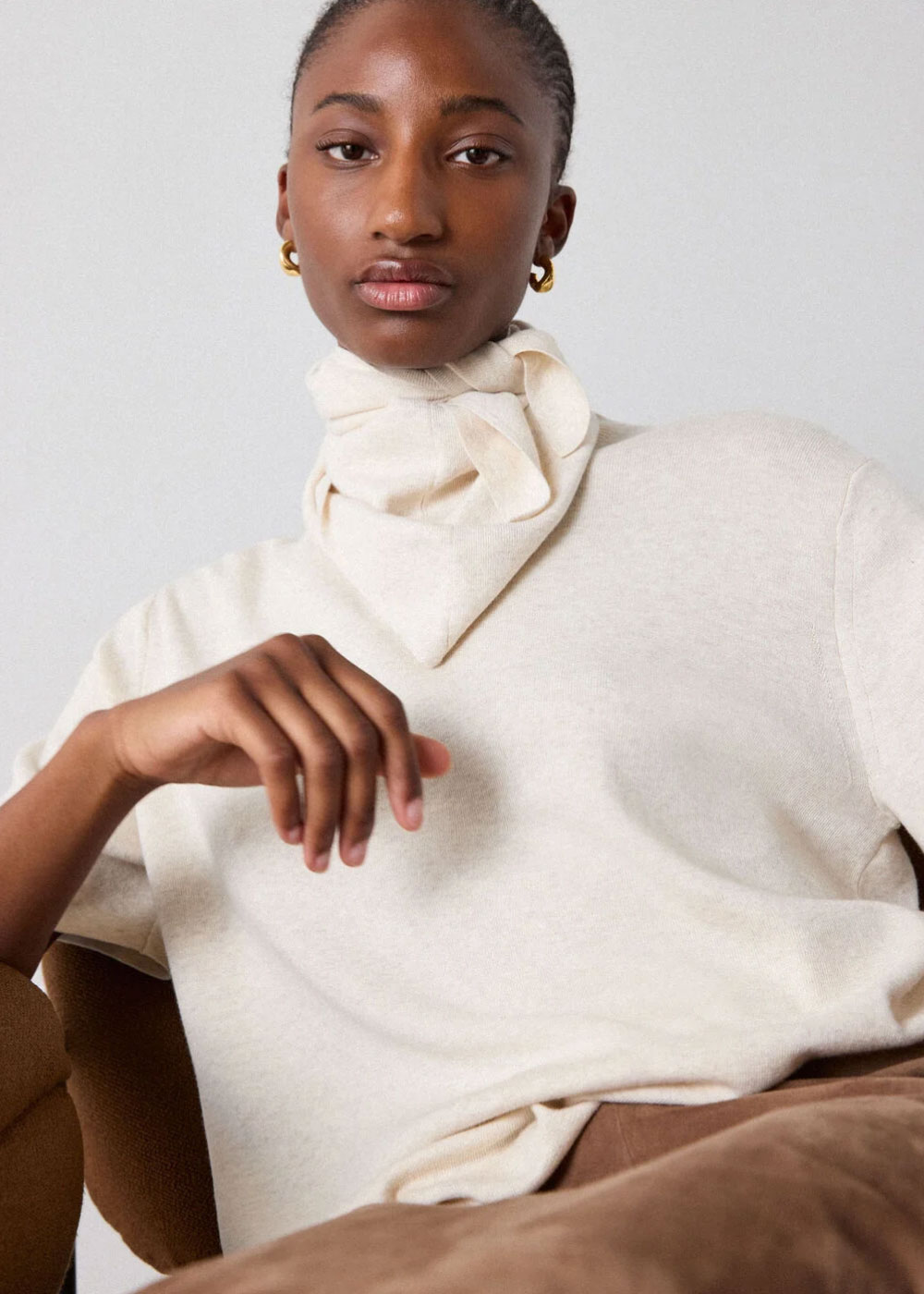 Oatmeal Fine Knit T-Shirt