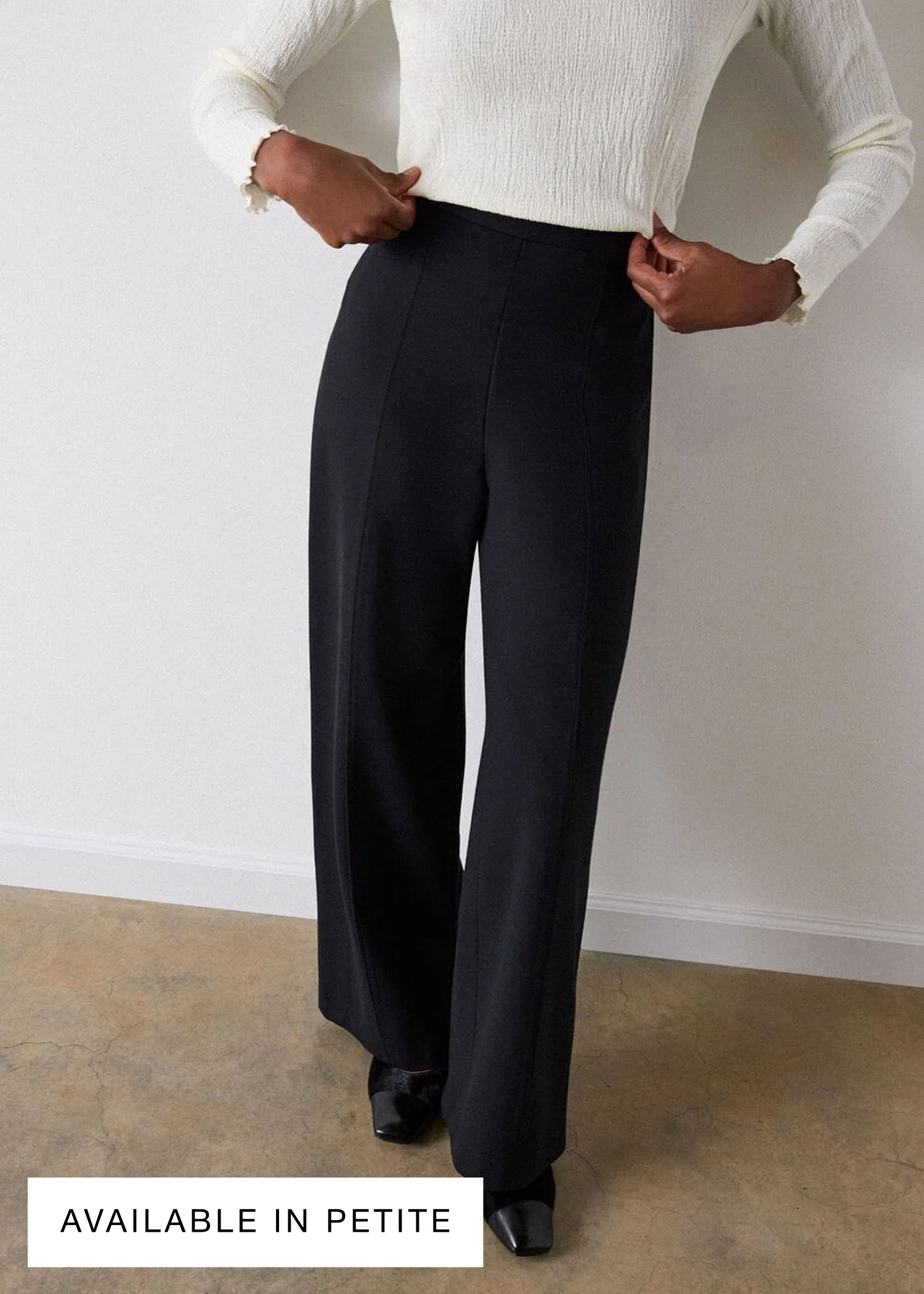Black Ponte Wide Leg Trouser