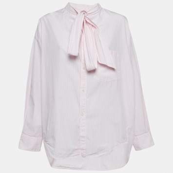 Pink/White Stripe Cotton Neck 