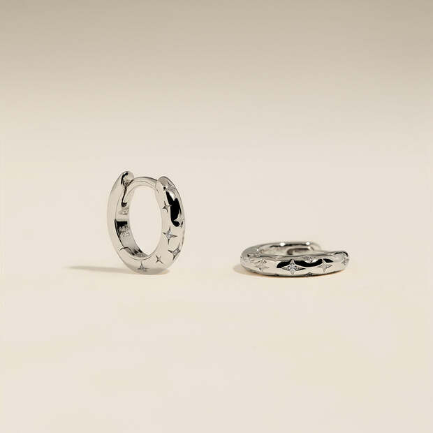 Cosmic Star Huggies in Silver