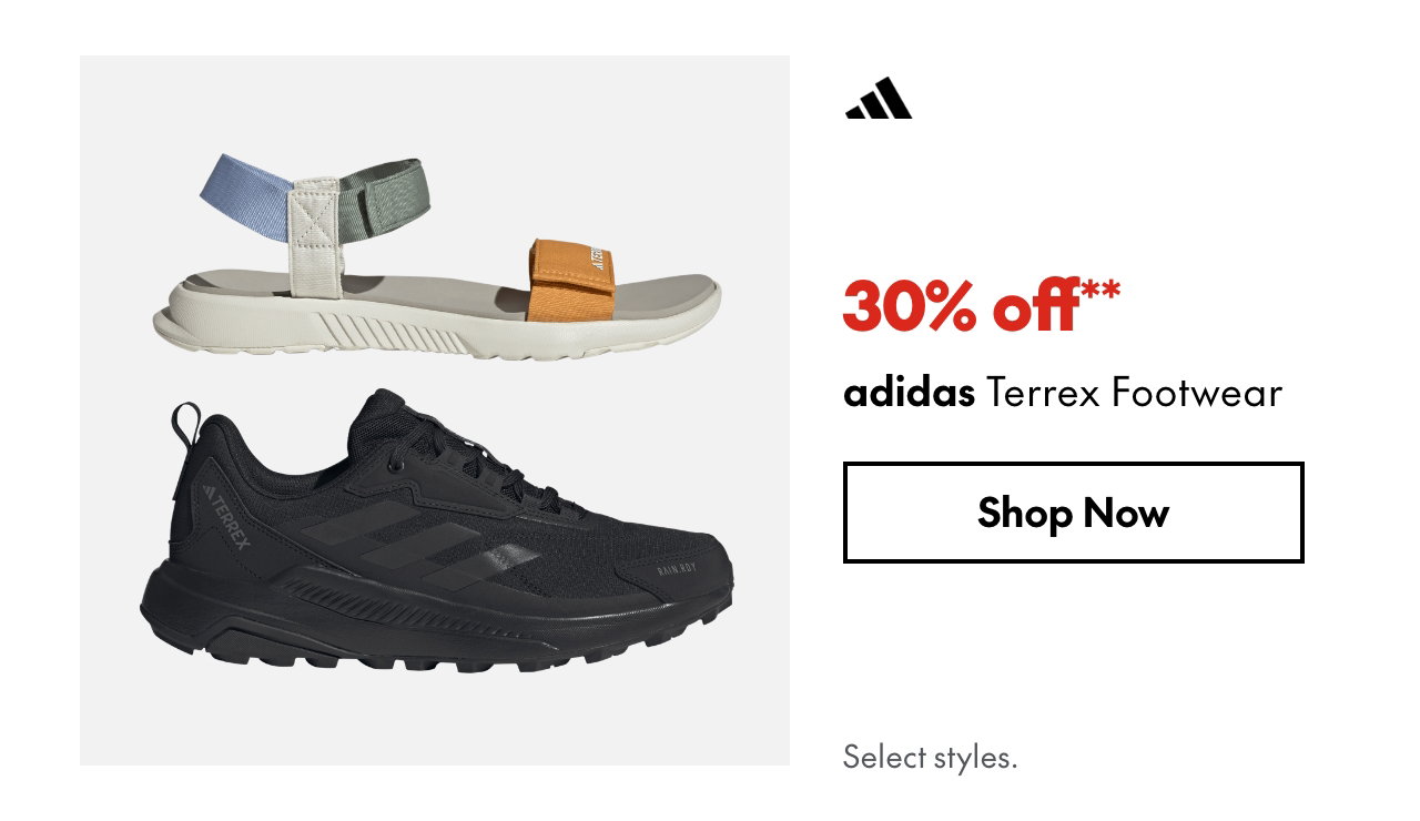 adidas Terrex Footwear
30% off
Our ticket price. Select styles.