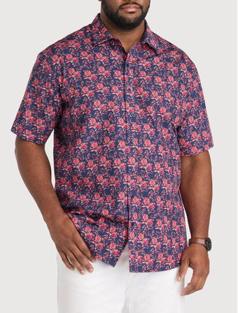 Sketch Leaf Print Sport Shirt