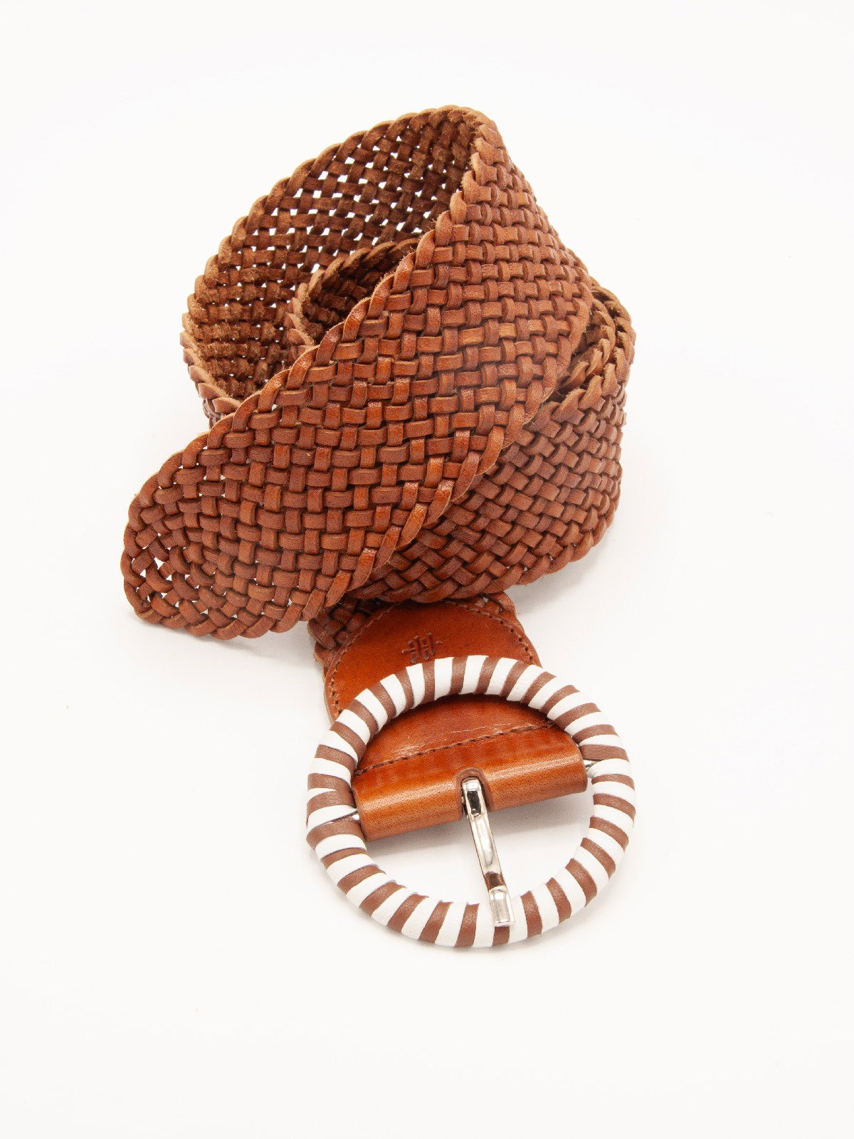 alt="woven tan belt"