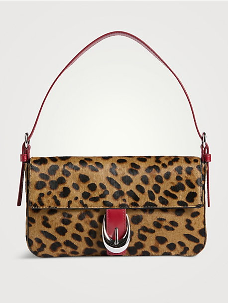 Harlow Calf Hair Baguette In Leopard Print