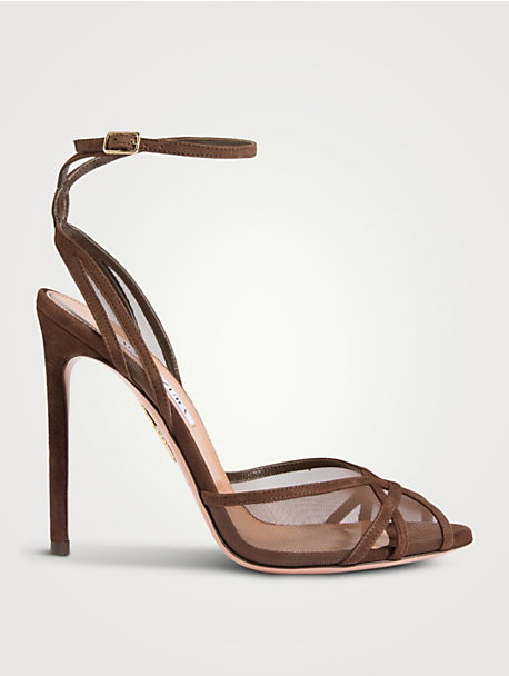 Shear Suede And Mesh Sandals