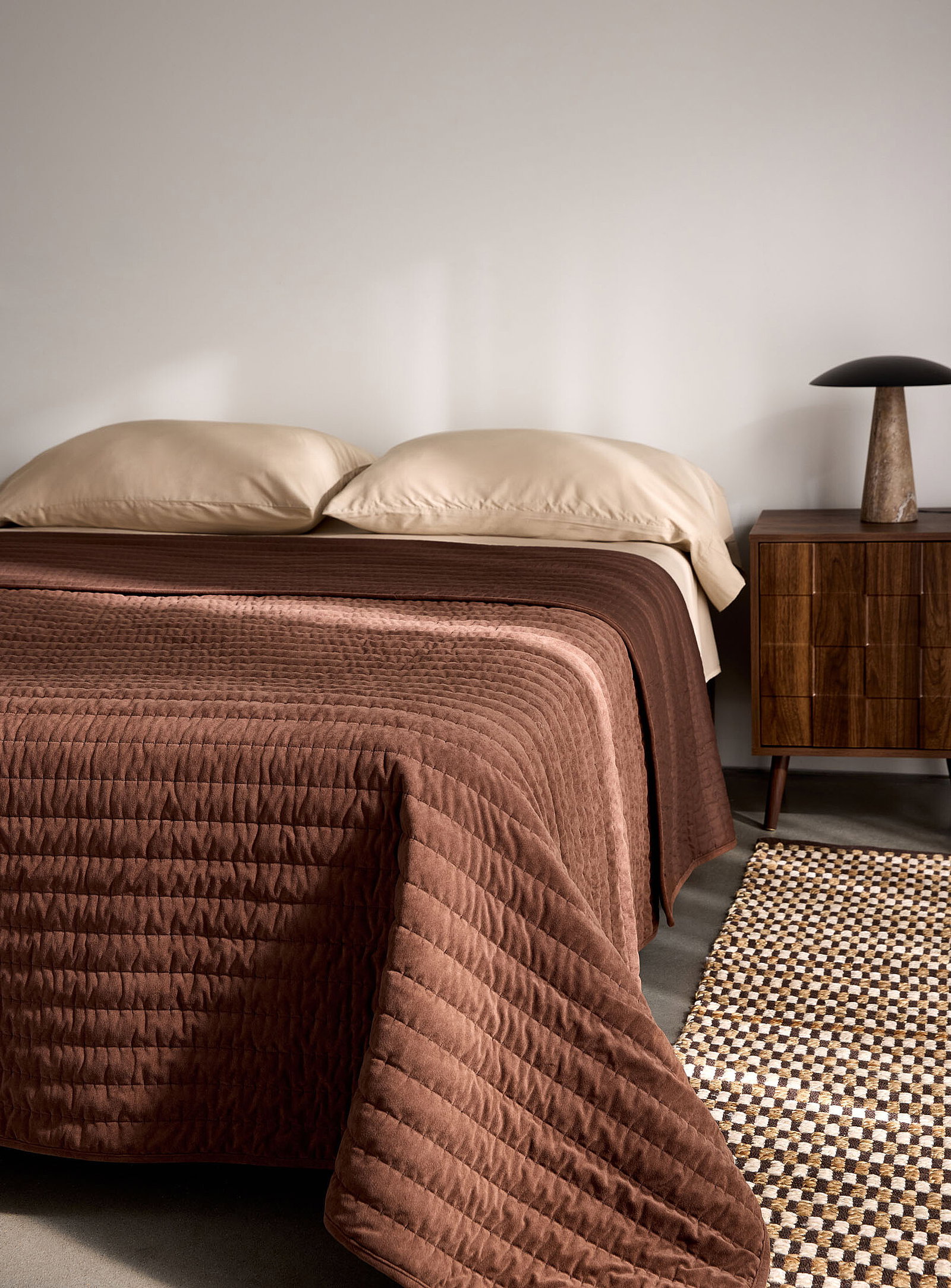 Brown velvety quilted blanket<br>See available sizes