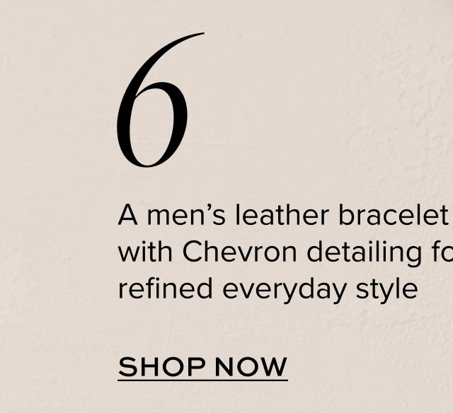 A men’s leather bracelet with Chevron detailing for refined everyday style
