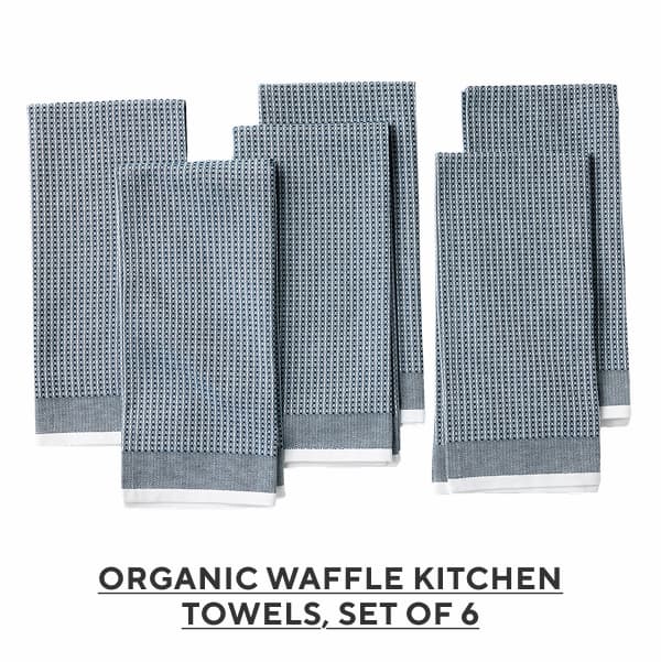 Organic Waffle Kitchen Towels, Set of 6