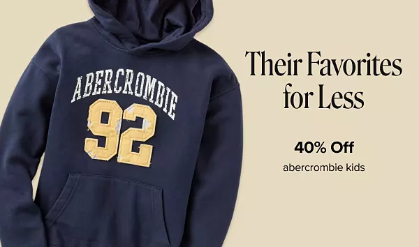 Their favorites for less. 40% off abercrombie kids. Shop now. A blue hoodie sweatshirt.
