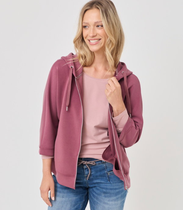 Lässige Sweatjacke, Scuba-Material