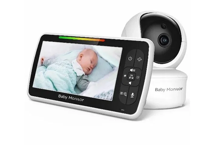 Babymonitor - Babyvakt med 5tum skärm Plug & Play Bebisvakt