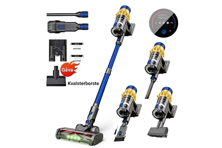 COTAR V22 650W 55000PA Sladdlös Dammsugare Handhållen 5-i-1 Städtillbehör LED-skärm Avtagbart Batteri 60 min Drifttid