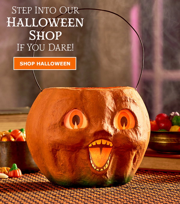 Step Into Our Halloween Shop...If You Dare! Shop Halloween. Jack-o'-Lantern Papier-Mache Halloween Bucket