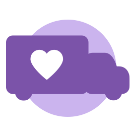Purple truck icon. 