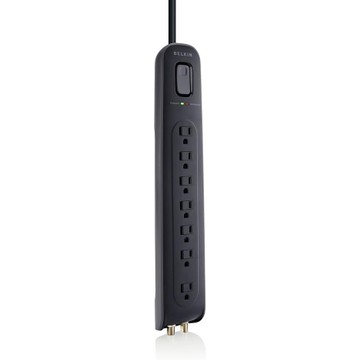 Belkin AV Power Strip Surge Protector and Coaxial Protection, 4ft Cord, Black