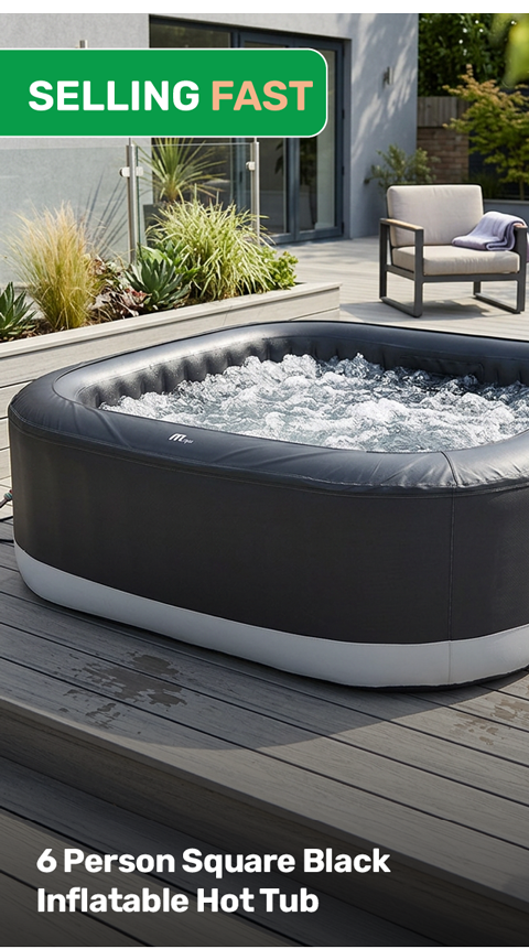 6 Person Square Black Inflatable Hot Tub. Selling Fast