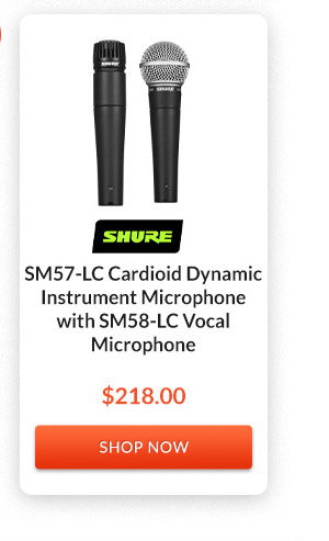 Shure SM57-LC Cardioid Dynamic Instrument Microphone with SM58-LC Vocal Microphone