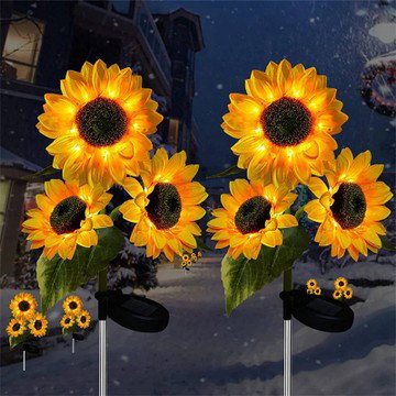 2-Piece Solar Sunflower Lights Outdoor Garden Decor