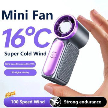 Portable Handheld Mini Fan – 5-Speed Type-C Rechargeable Desktop Fan with Digital Display