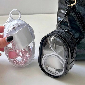 Portable Mini Transparent Storage Bag – Zippered Headphone & Charger Case