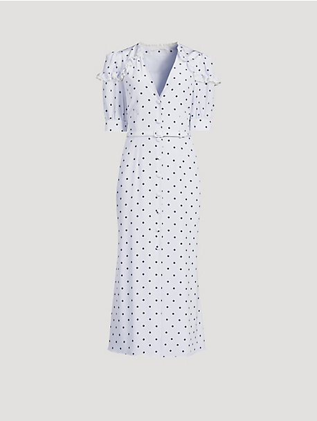 Silk Shirt Dress In Polka Dot Print