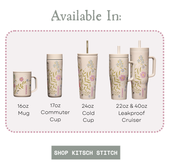 NEW Kitsch Stitch drinkware!