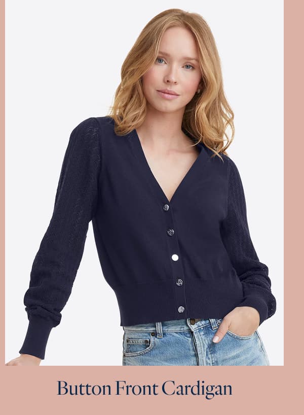 Button Front Cardigan in Navy