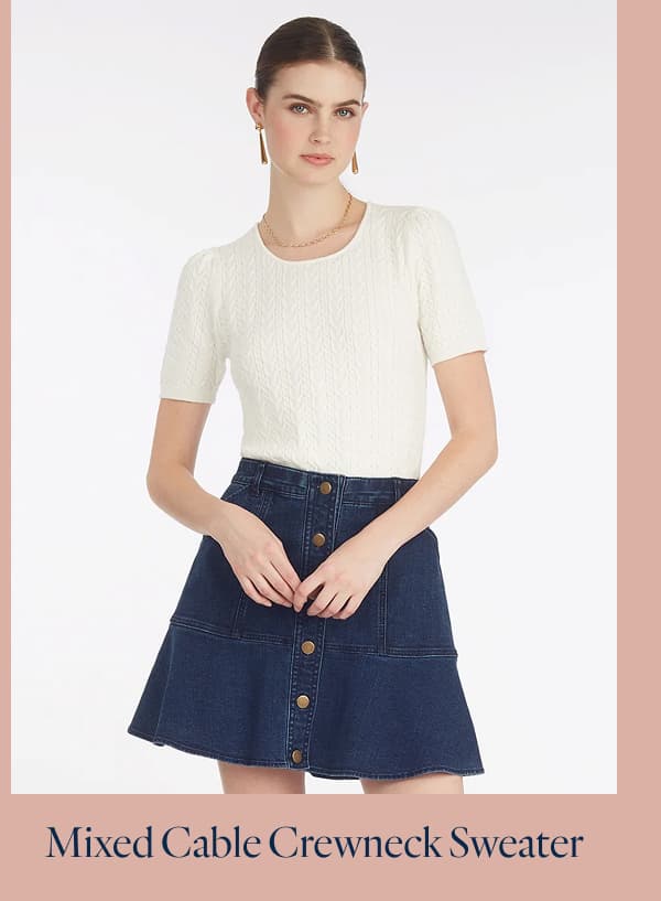 Mixed Cable Crewneck Sweater
