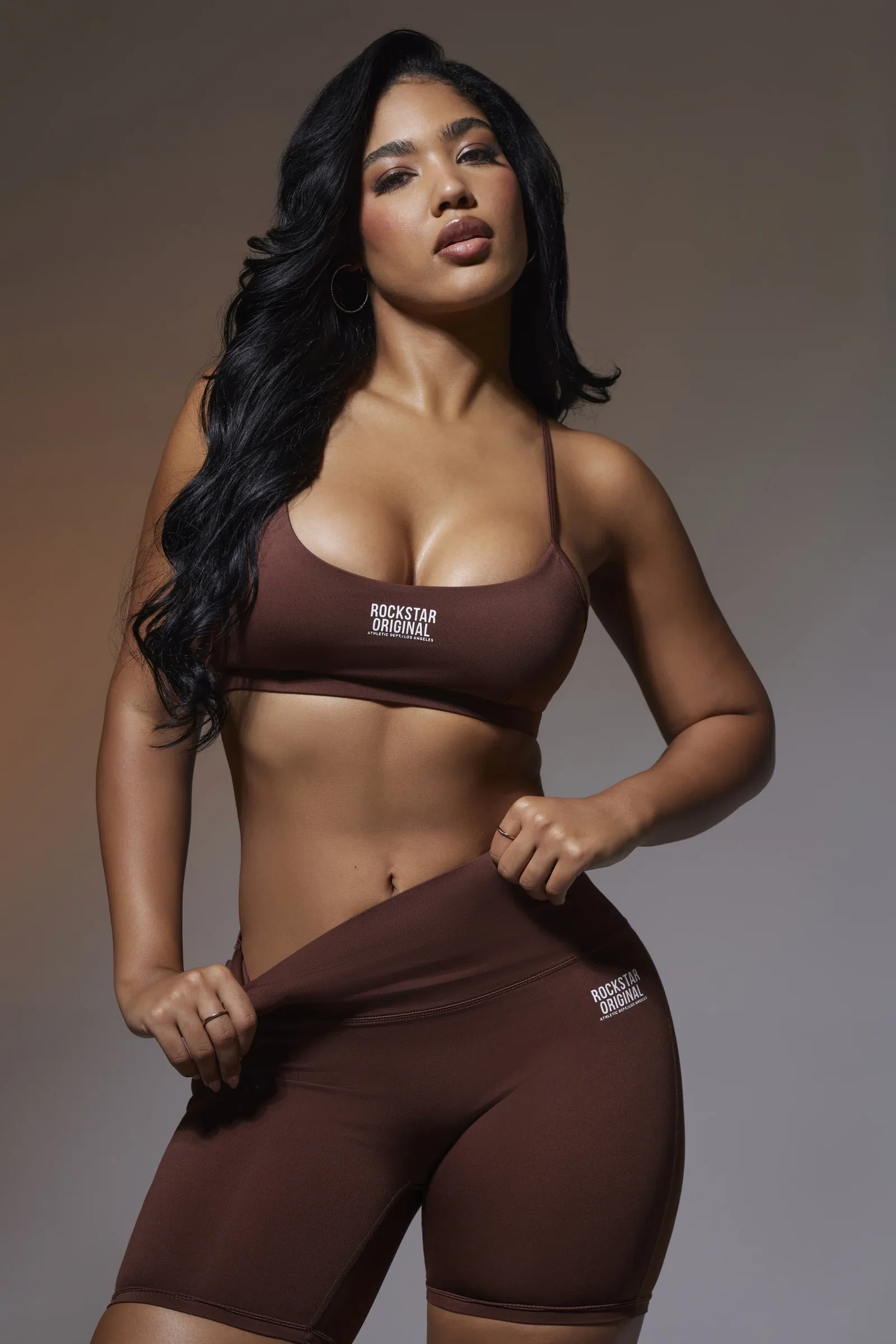 Image of Aliccia Brown Tank Active Bike Short Set